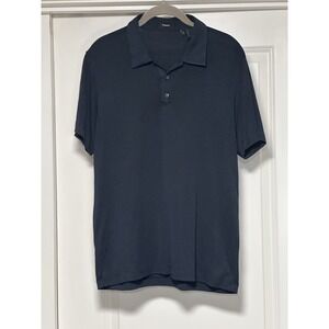 Theory, Men's Navy Short Sleeve Polo,‎ Model & Polyester, Size Medium